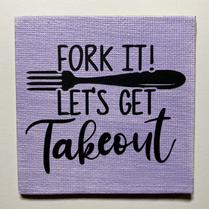 Fork it! Let's get takeout, 3" magnet, purple, multiple options