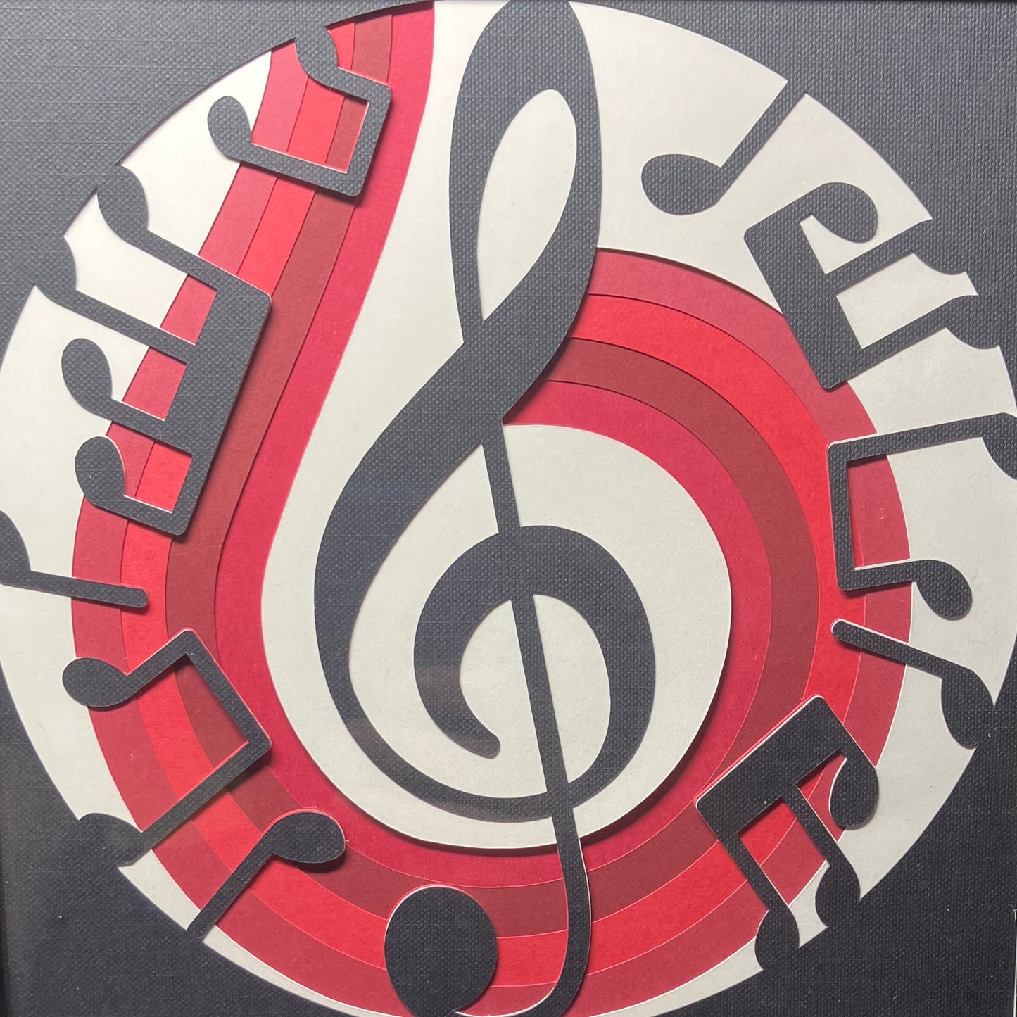 Treble Clef, Music Themed Layered Art, 8x8, Multiple Options, red