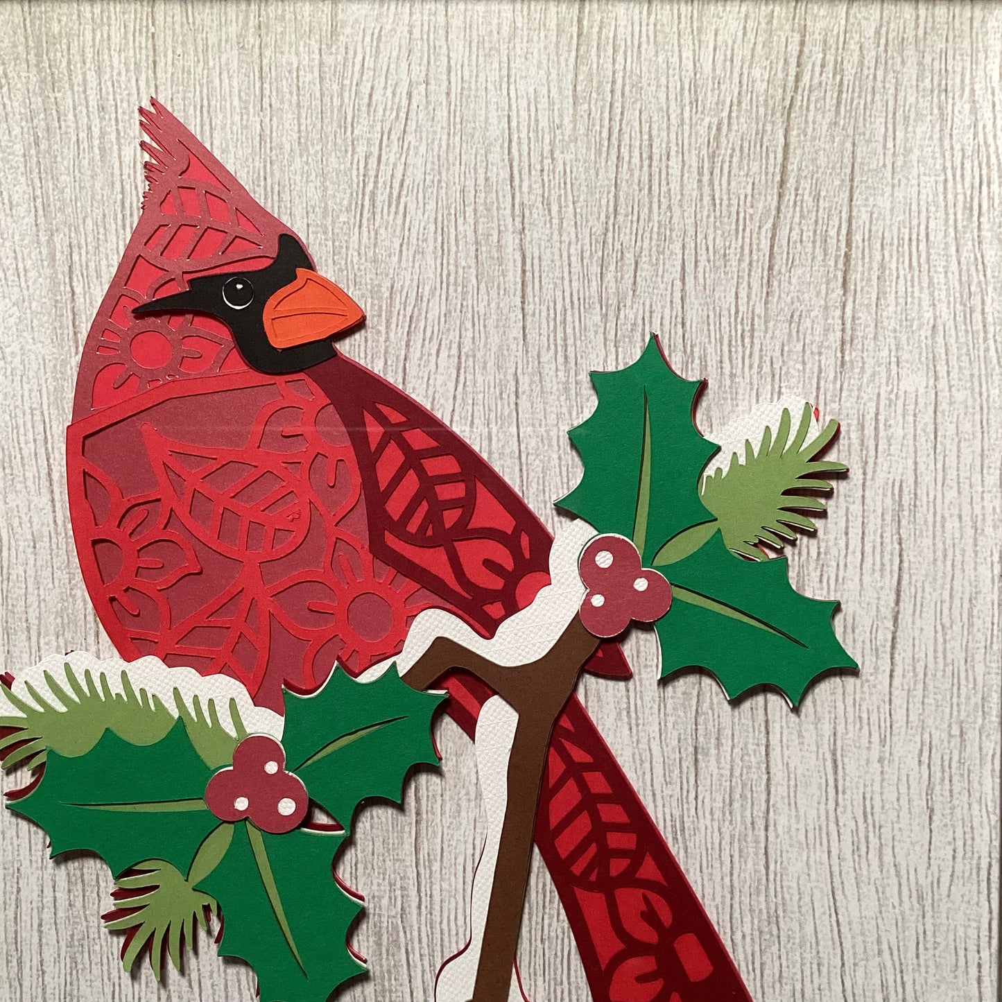 Winter Cardinal Shadow Box