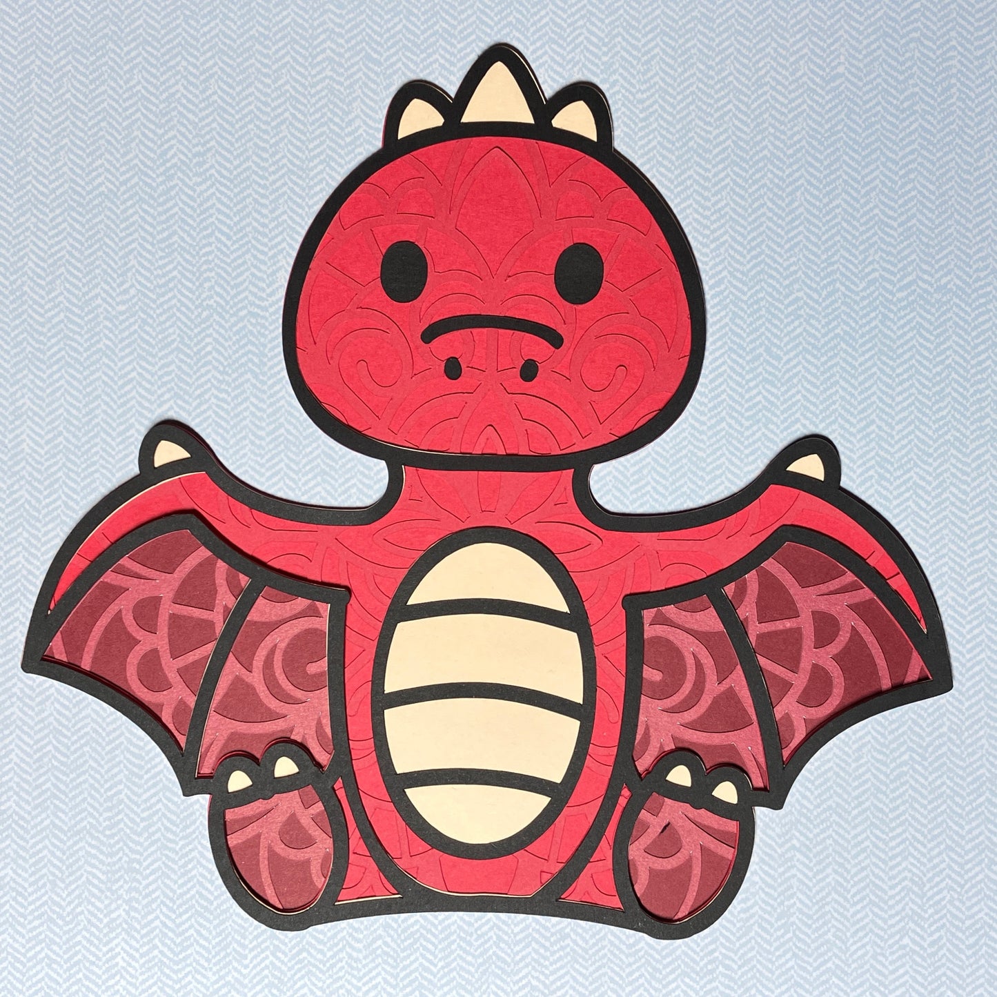 Dinosaurs, layered art, 8x8, multiple options, Red Pterodactyl