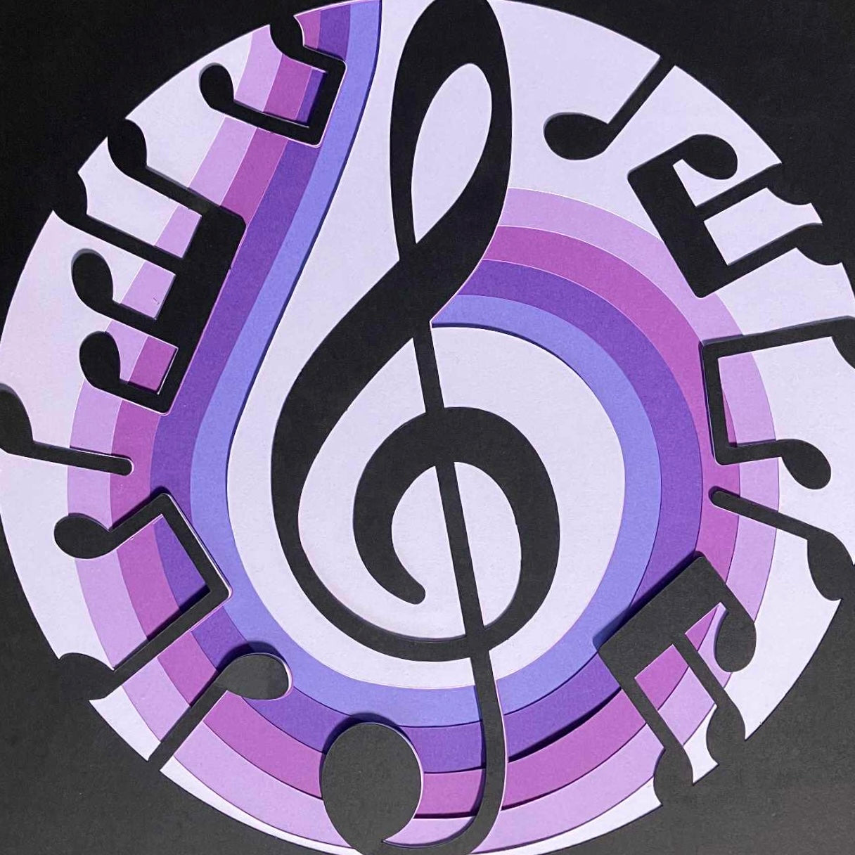 Treble Clef, Music Themed Layered Art, 8x8