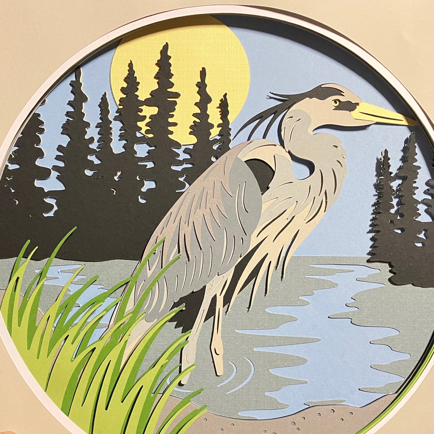 Blue Heron, Layered Shadow Box