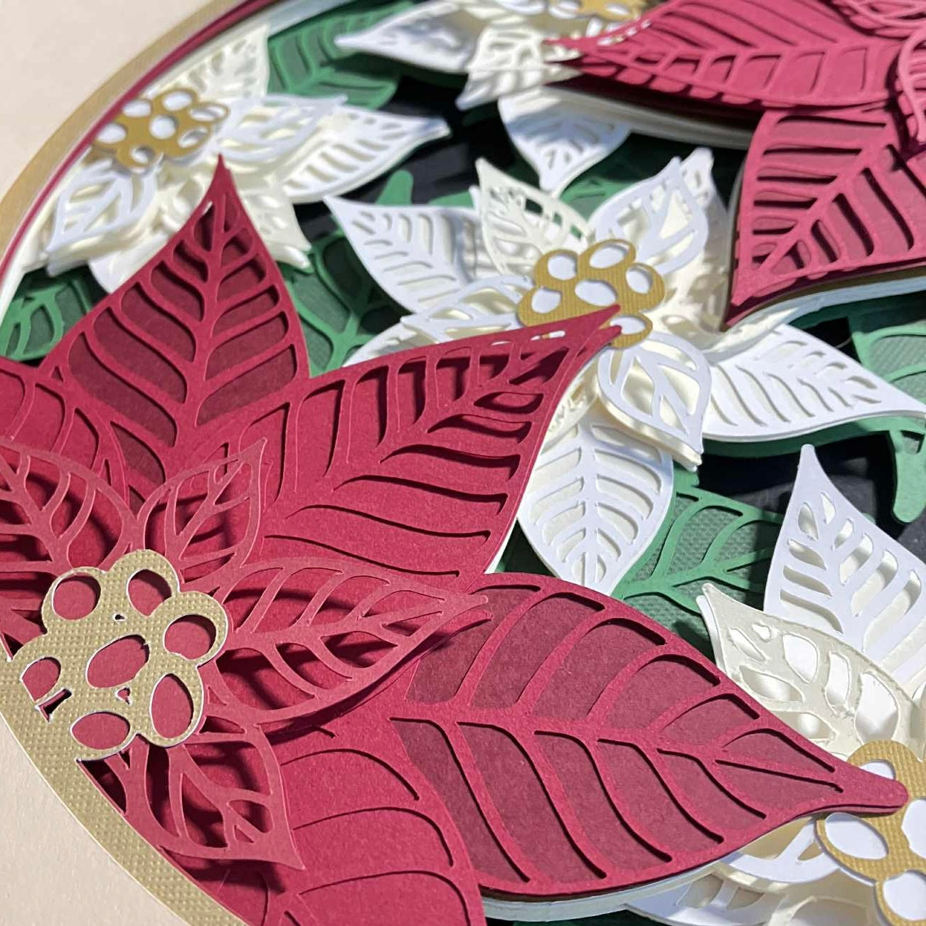 Poinsettias - Layered Art Shadow Box
