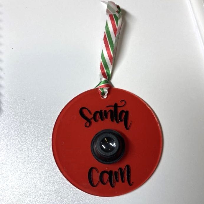 Santa Cam, 3.5" Acrylic Round Christmas Ornament