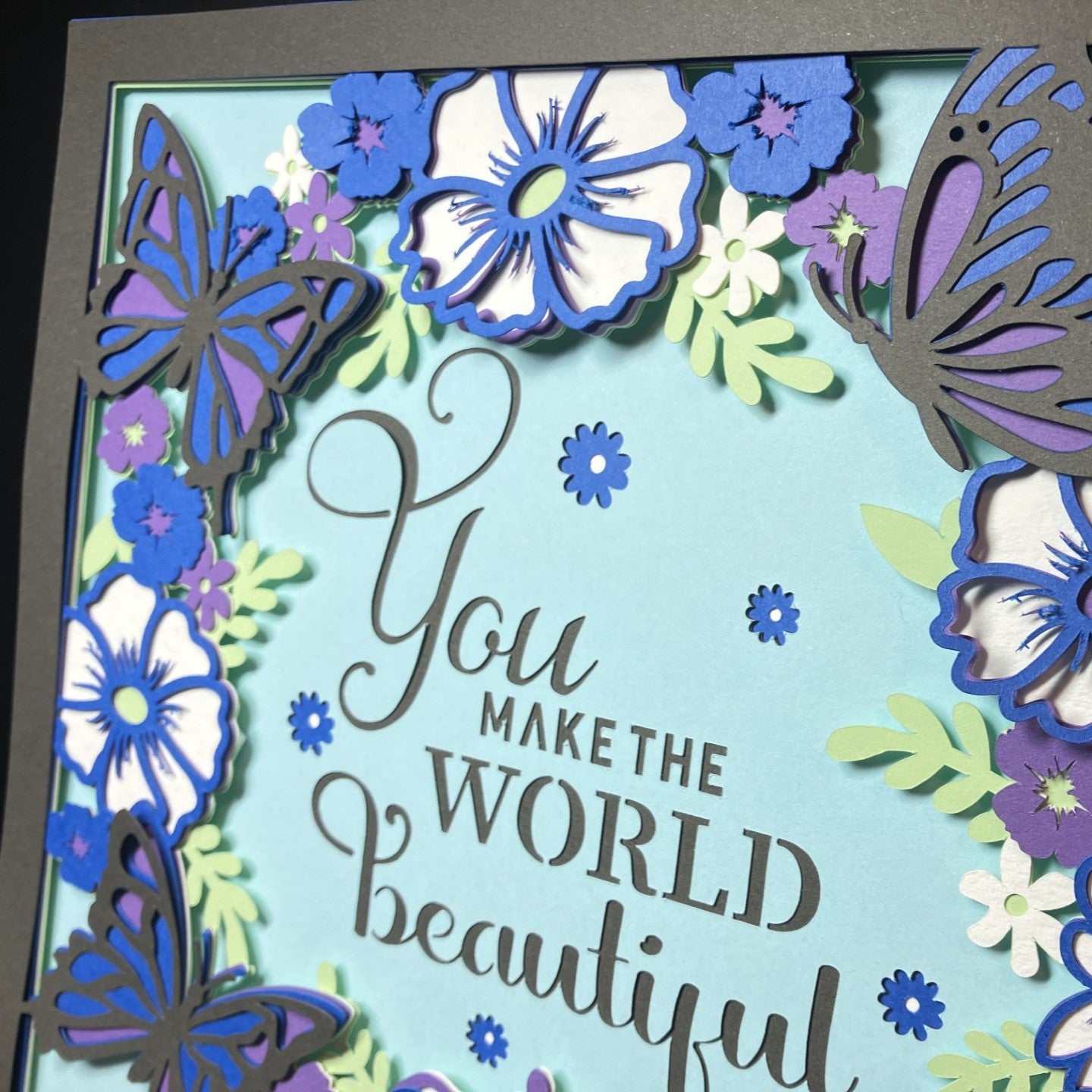 You Make the World Beautiful, Layered Art Shadow Box, angled view