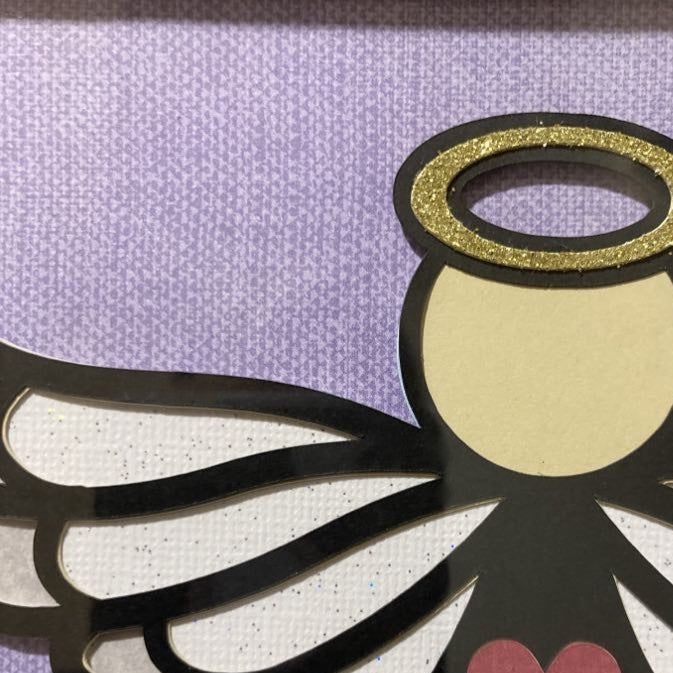 Angel, 8x8 layered art, close up to show glitter