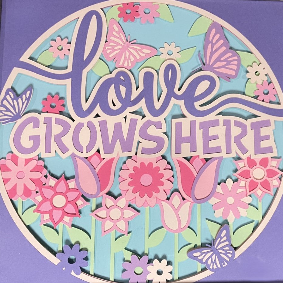 Love Grows Here, Layered Art Shadow Box