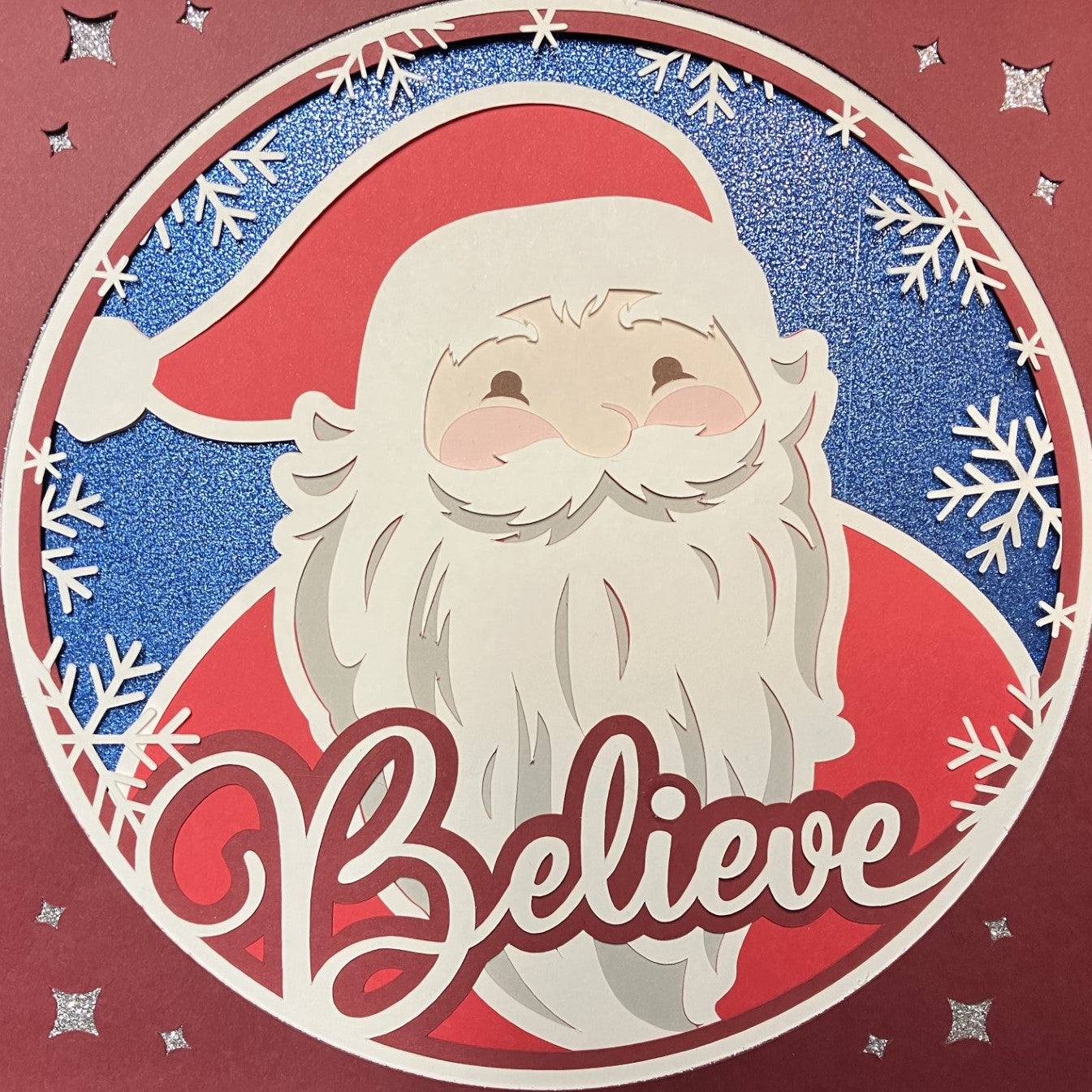 Believe in Santa - Layered Art Shadow Box. close up