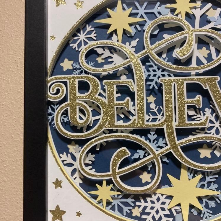 Believe - Layered Art Shadow Box, close