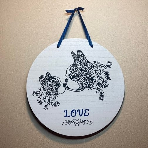 Boston Terrier Dogs Love Sign