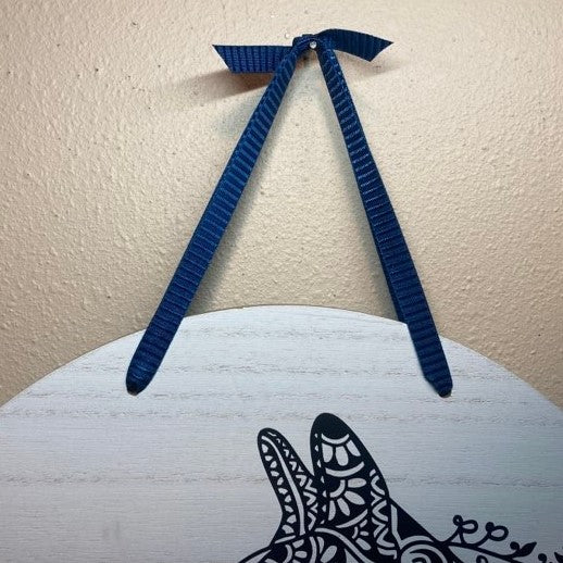 Boston Terrier Dogs Love Sign close up of ribbon