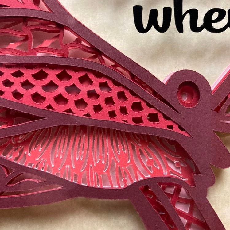 Cardinals Appear when Angels are Near layered wall art close up