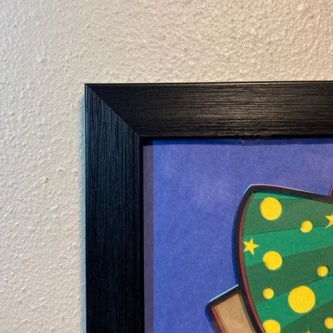 Christmas Camper, Layered Art, close up of frame