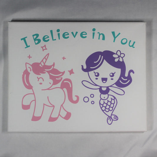 I Believe in You Mermaid and Unicorn Canvas Art