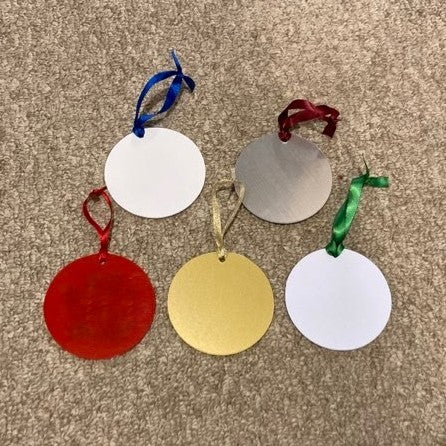 3.5" Acrylic Round Christmas Ornaments, Multiple Designs Available, backs