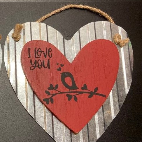 I Love You Heart With Bird Decoration