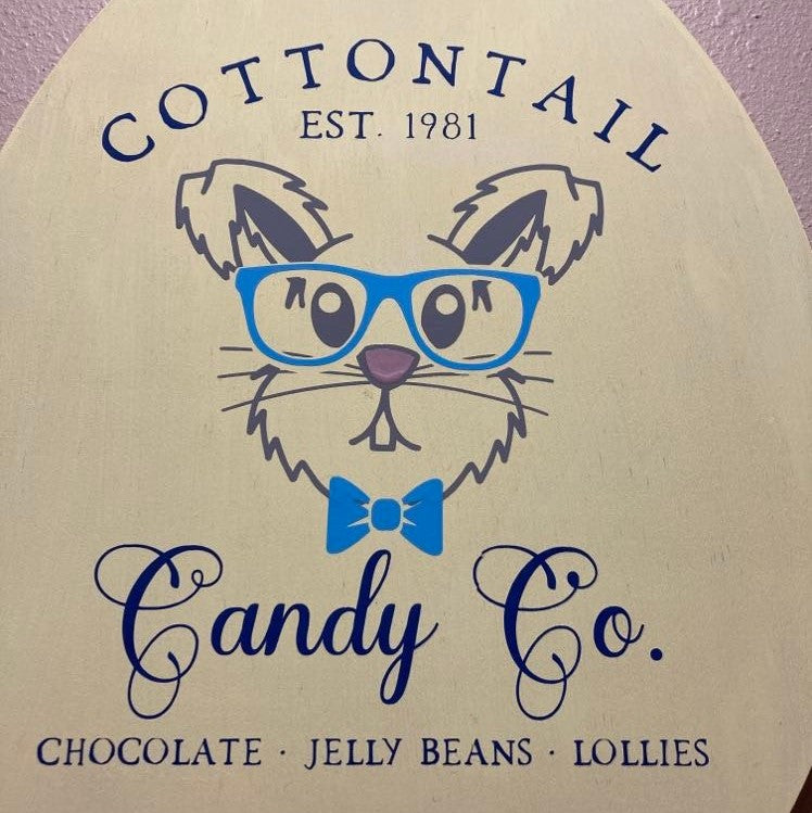 Cottontail Candy Co Wood Easter Sign