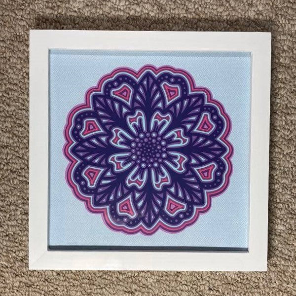 Layered Flower, framed 8"x8"