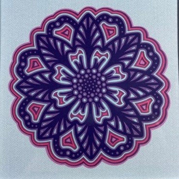 Layered Flower, framed 8"x8" close up