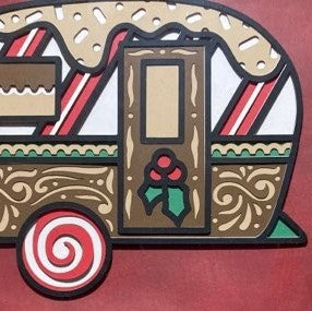 Gingerbread Camper, 8x10 Shadow Box, close up