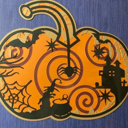 Layered Halloween Pumpkin Scene closeup