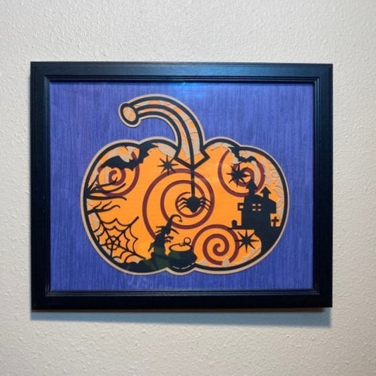 Layered Halloween Pumpkin Scene