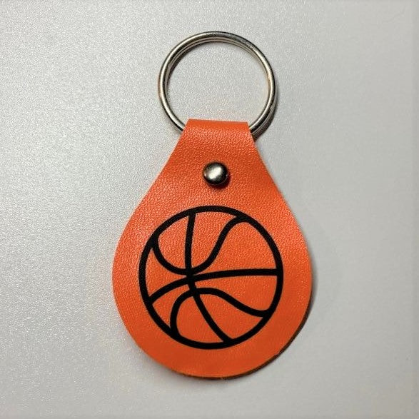 Faux Leather sports themed key fobs, basketball