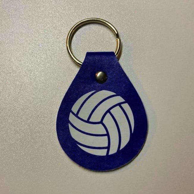 Faux Leather sports themed key fobs, volleyball
