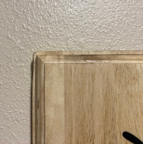 The Lake is My Happy Place, wood sign with routed edges, closeup of corner