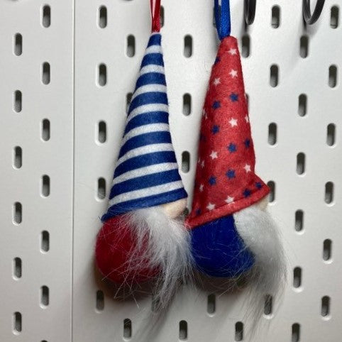 Hanging Plush Patriotic Gnomes, side view