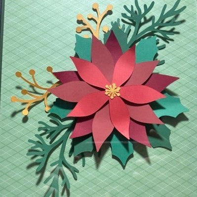 Poinsettia Shadow Box, close up