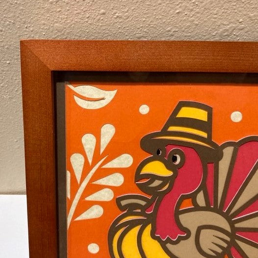 Turkey and pumpkins, Layered Art, close up