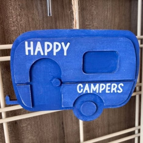 Wooden Camper, Two Sided- Happy Campers/Take a Hike, Multiple Colors Available