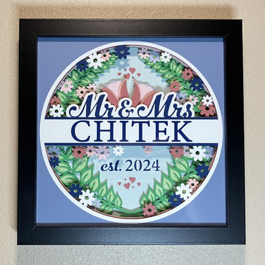 Personalized Wedding or Anniversary Layered Art Shadow Box, Multiple Options