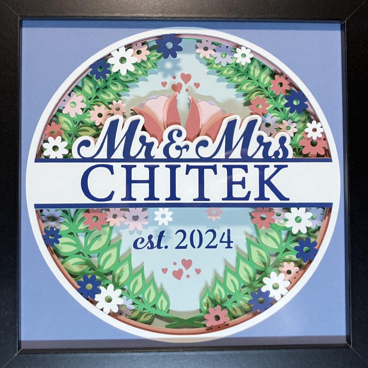 Personalized Wedding or Anniversary Layered Art Shadow Box, Multiple Options, lighter colors