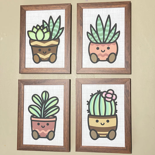 Smiley Succulents, Layered Art, 5x7, multiple options, entire set