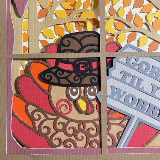 Gobble Til You Wobble Turkey, Layered Shadow Box