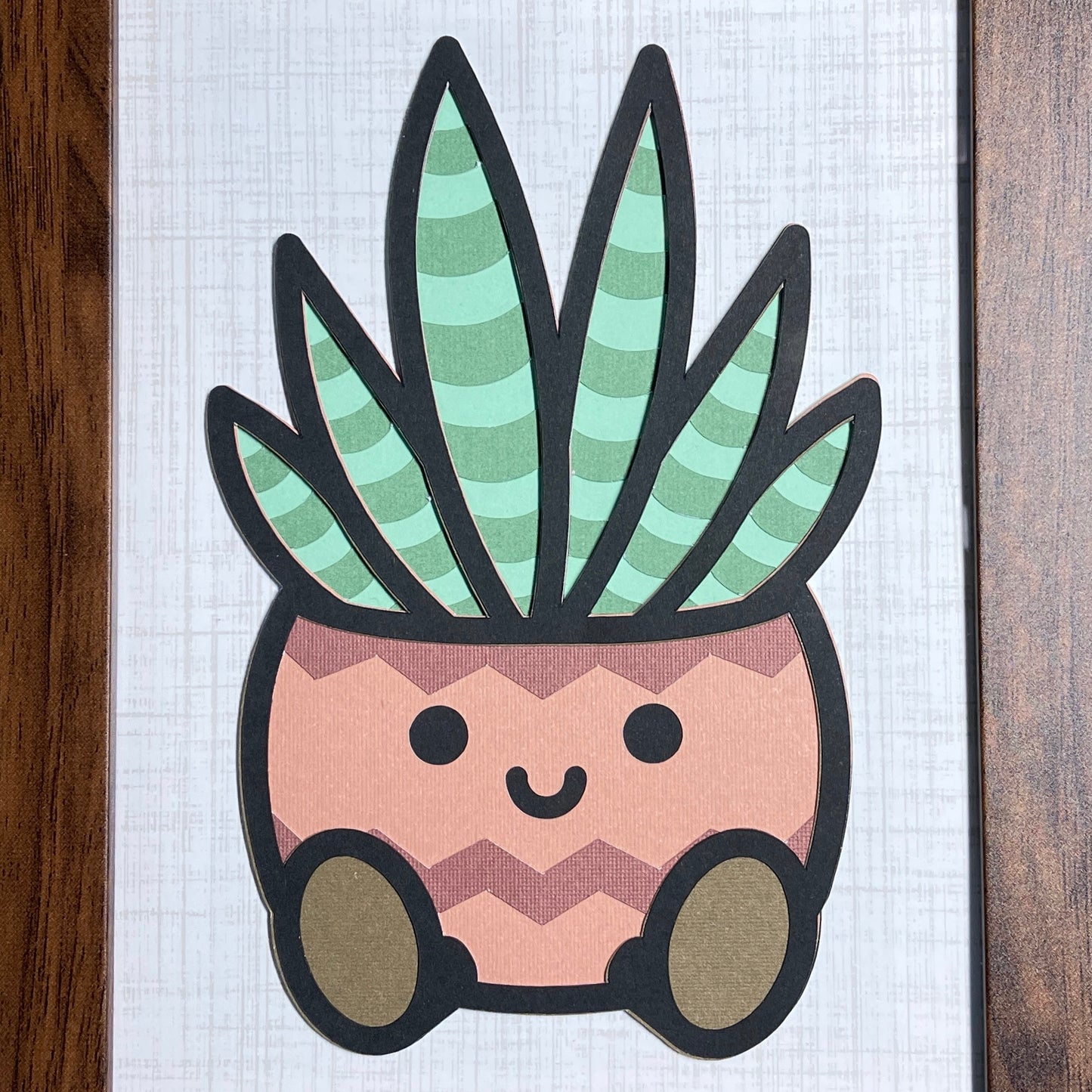 Smiley Succulents, Layered Art, 5x7, multiple options, "Silly" close up