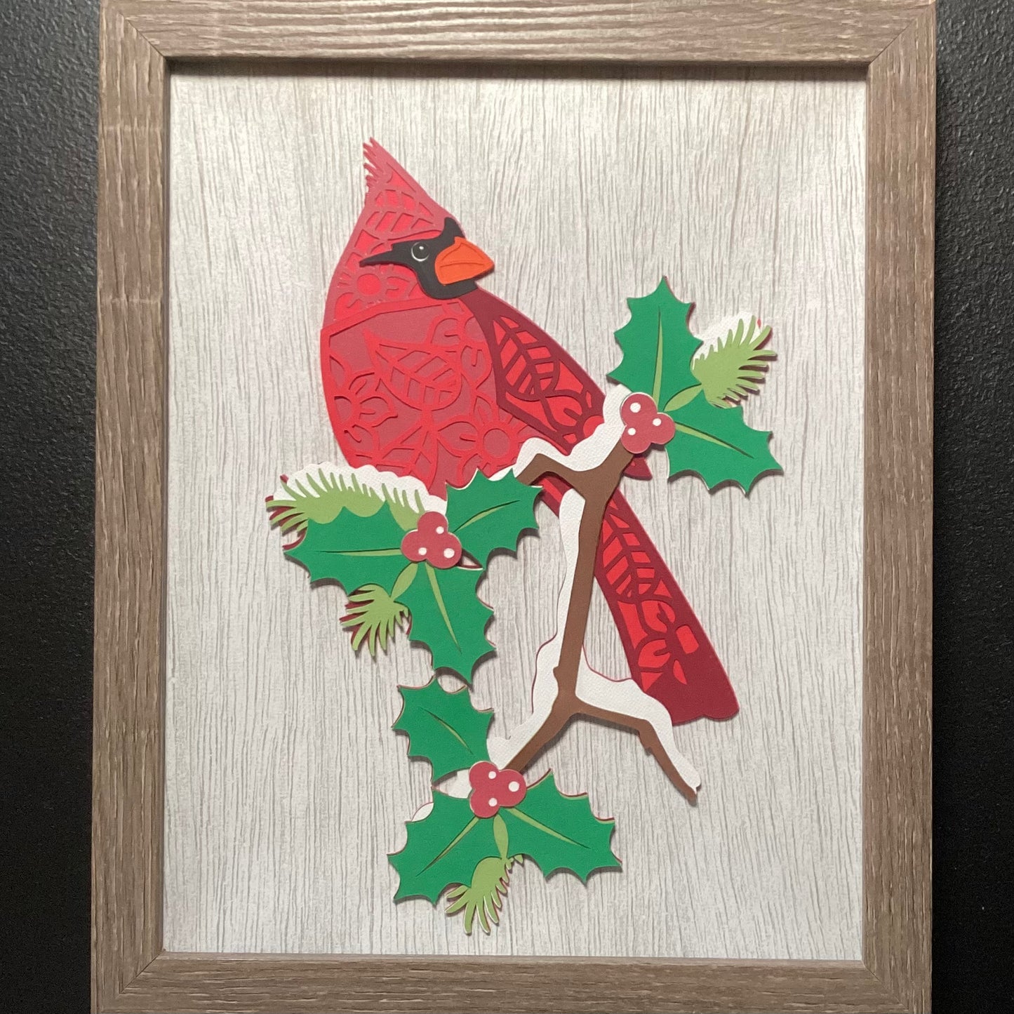 Winter Cardinal Shadow Box