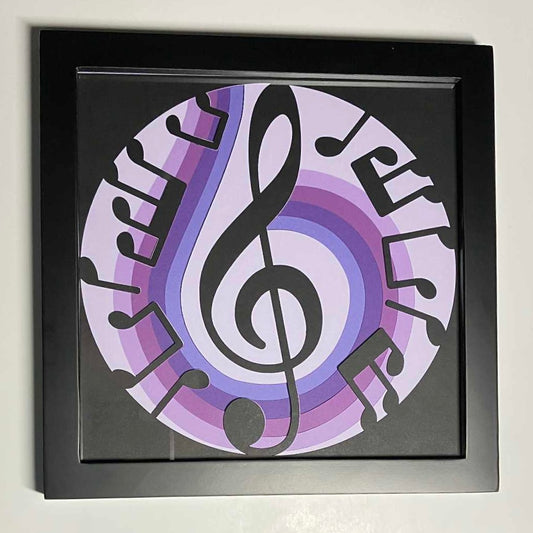 Treble Clef, Music Themed Layered Art, 8x8, Multiple Options, purple