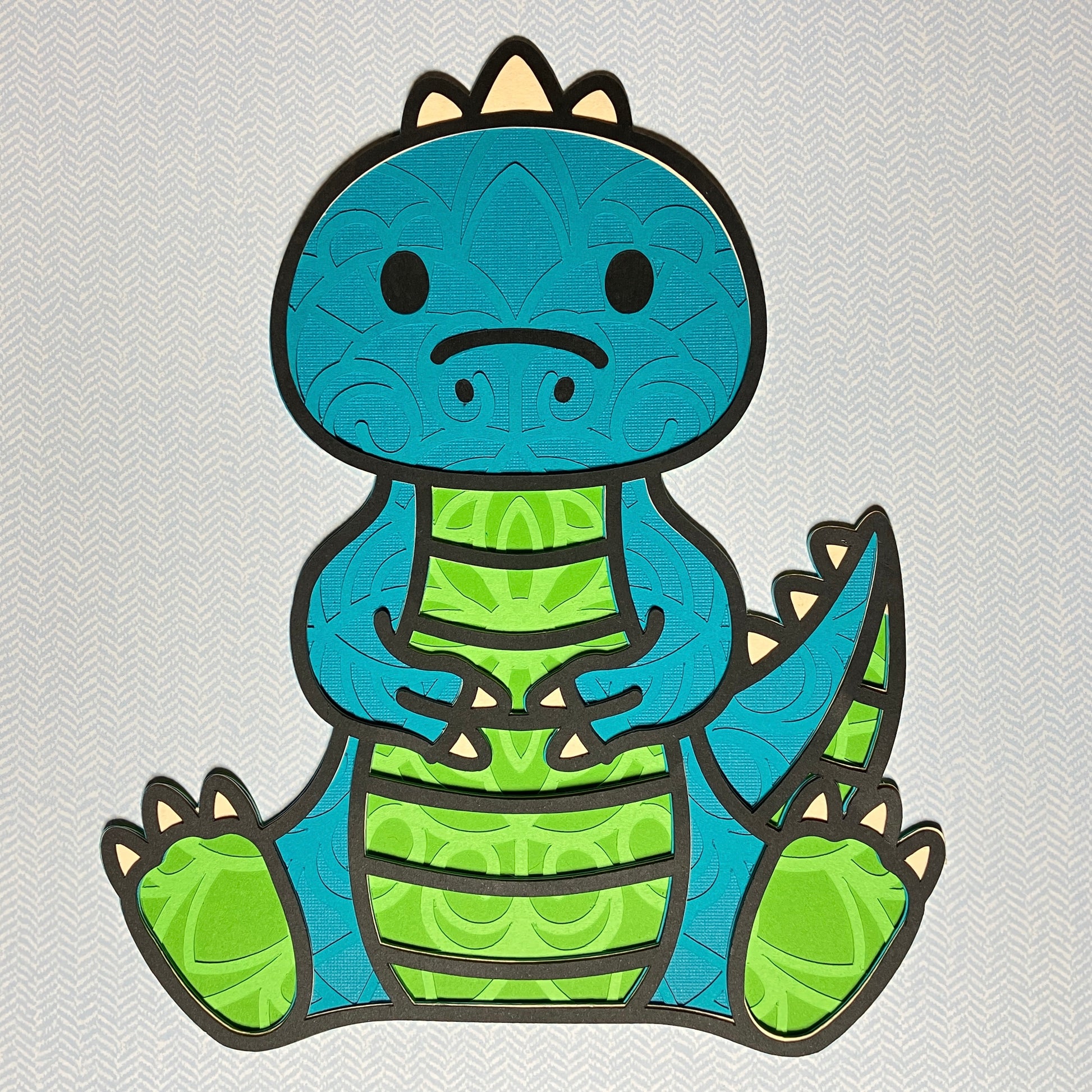 Dinosaurs, layered art, 8x8, multiple options, Blue Brontosaurus