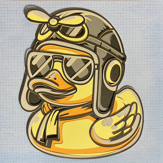 Tactical Rubber Ducky, 8x8, Layered Art