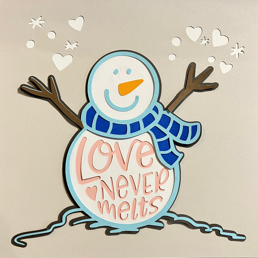 Love Never Melts Snowman, layered art