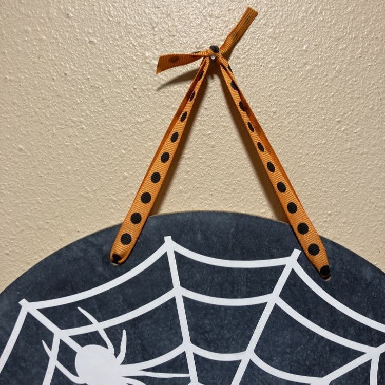 Happy Halloween Spider Sign, ribbon
