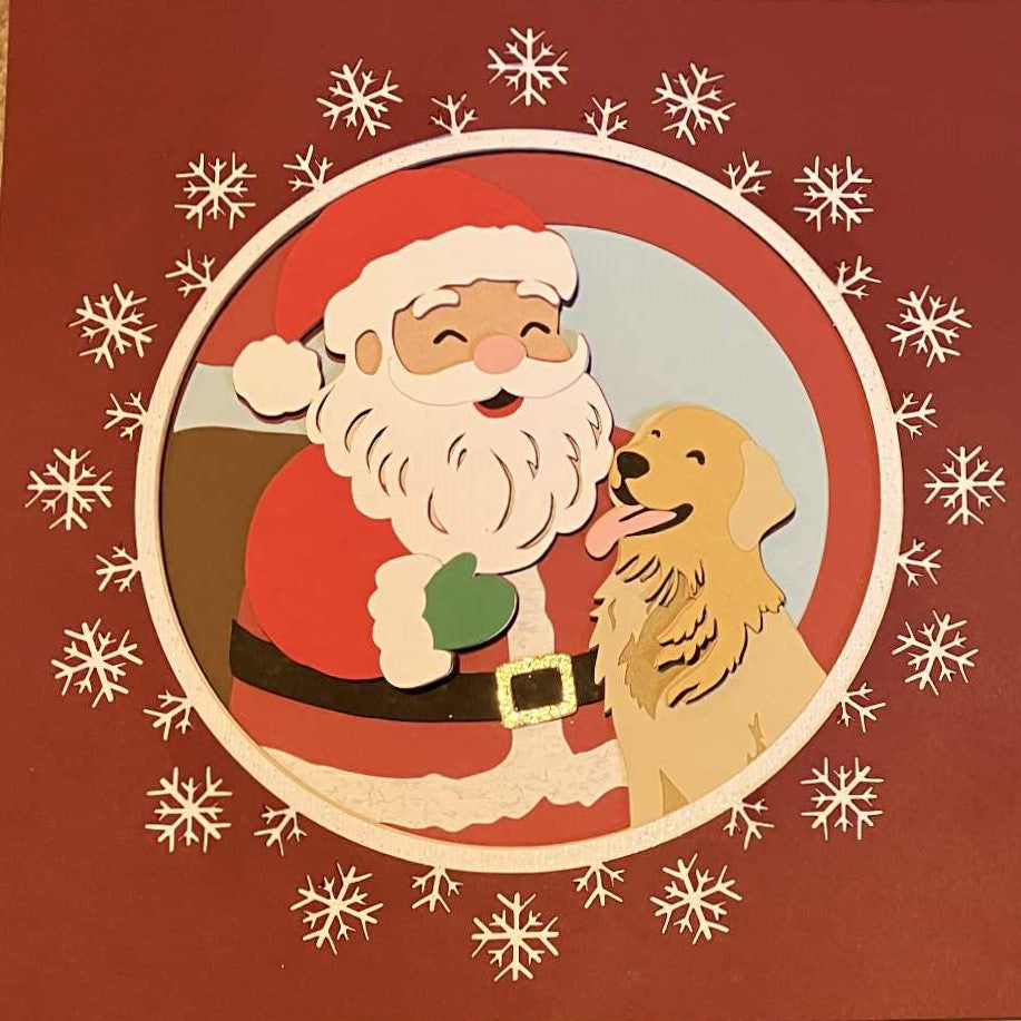Santa with Dog - Layered Art Shadow Box