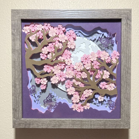 Cherry Blossoms, Layered Art Shadow Box