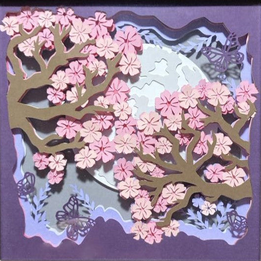 Cherry Blossoms, Layered Art Shadow Box