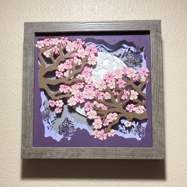 Cherry Blossoms, Layered Art Shadow Box