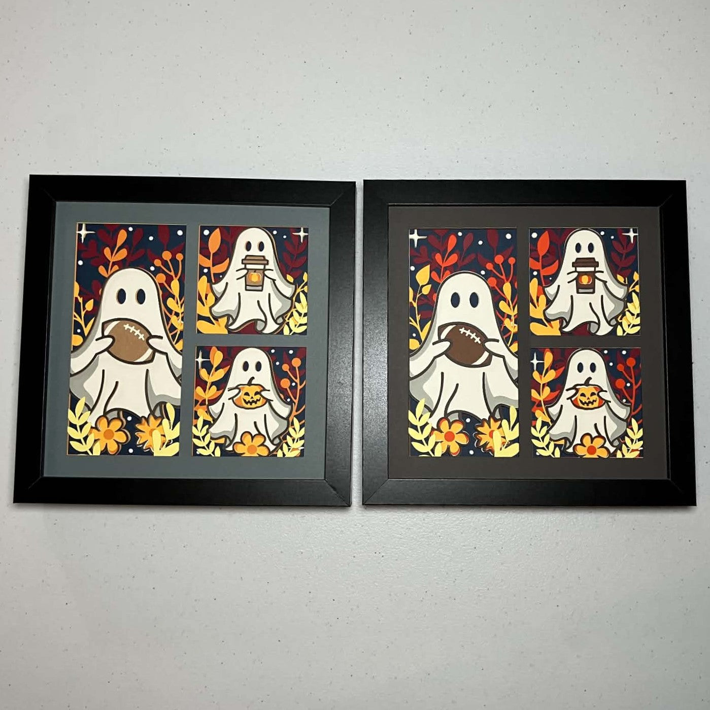 Fall Ghosts, Layered Art Shadow Box, both color options
