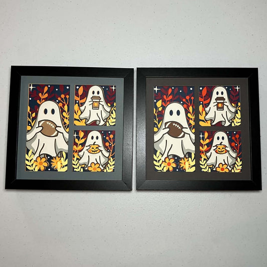 Fall Ghosts, Layered Art Shadow Box, both color options